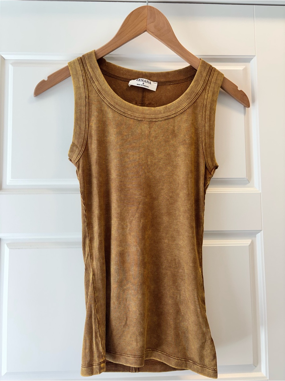 Zenana Outfitters Ribbed Mustard Sleeveless Tank